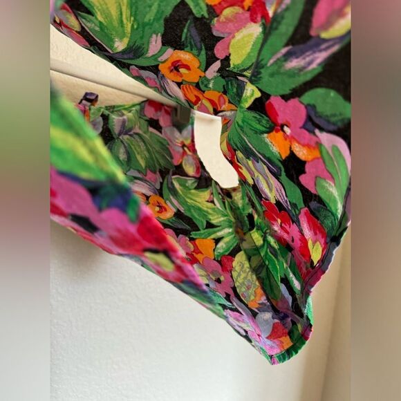 Vintage 80s Tropical Bright Crop Top Sz Small Cotton Pineapple Tie Front - Picture 4 of 4